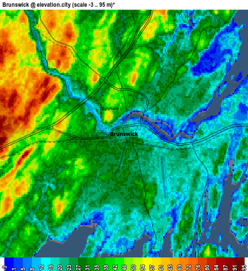 Zoom OUT 2x Brunswick, United States elevation map