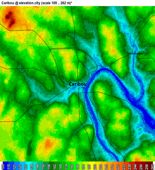 Zoom OUT 2x Caribou, United States elevation map