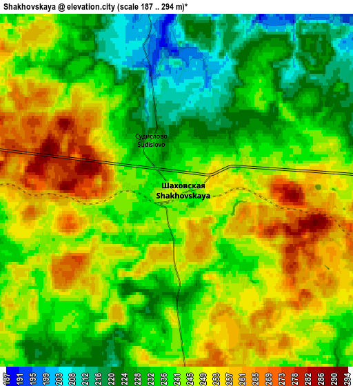 Zoom OUT 2x Shakhovskaya, Russia elevation map