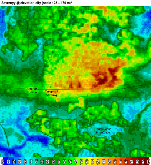 Zoom OUT 2x Severnyy, Russia elevation map