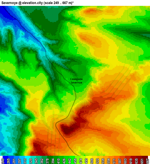 Zoom OUT 2x Severnoye, Russia elevation map