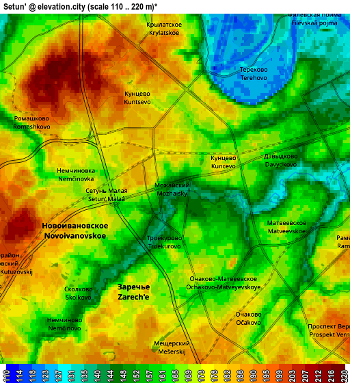 Zoom OUT 2x Setun’, Russia elevation map