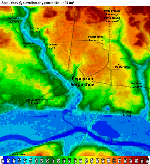 Zoom OUT 2x Serpukhov, Russia elevation map