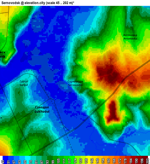 Zoom OUT 2x Sernovodsk, Russia elevation map