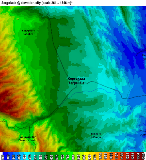 Zoom OUT 2x Sergokala, Russia elevation map