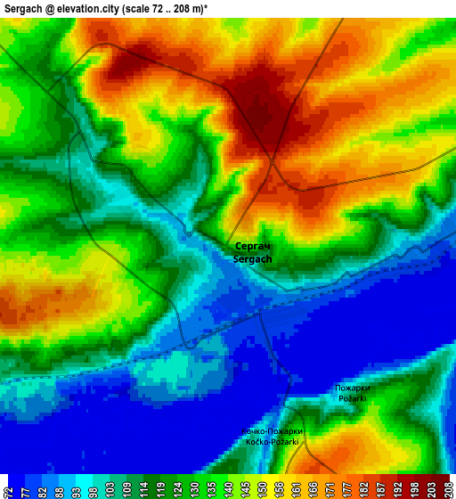 Zoom OUT 2x Sergach, Russia elevation map