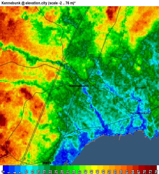 Zoom OUT 2x Kennebunk, United States elevation map