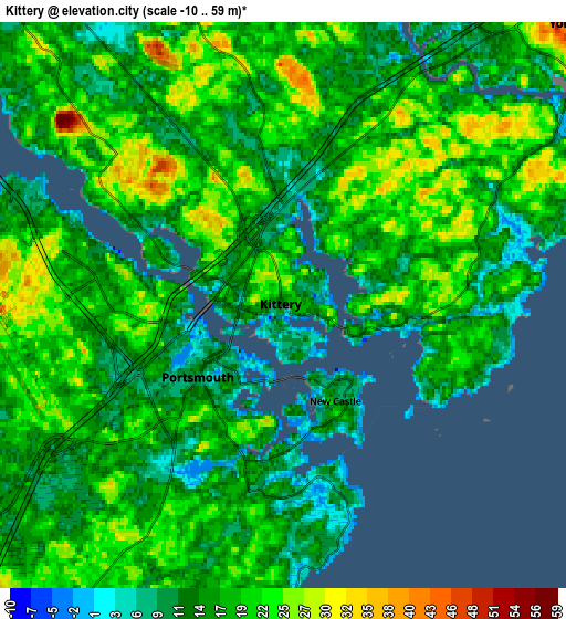 Zoom OUT 2x Kittery, United States elevation map