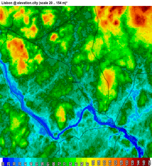 Zoom OUT 2x Lisbon, United States elevation map