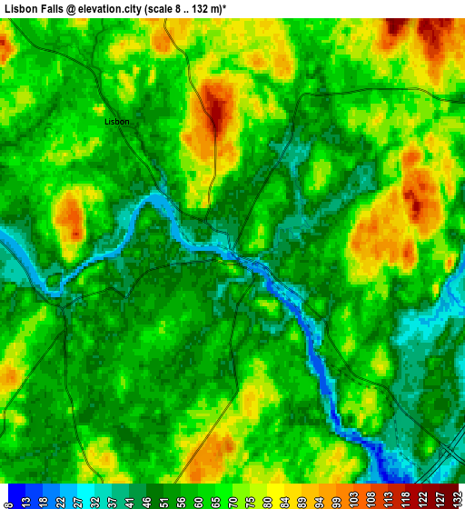 Zoom OUT 2x Lisbon Falls, United States elevation map