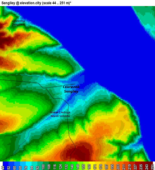 Zoom OUT 2x Sengiley, Russia elevation map