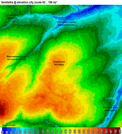 Zoom OUT 2x Semiletka, Russia elevation map