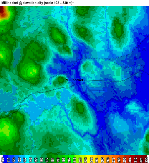 Zoom OUT 2x Millinocket, United States elevation map