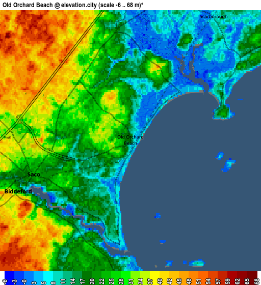 Zoom OUT 2x Old Orchard Beach, United States elevation map