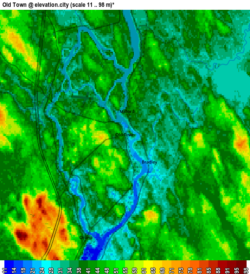 Zoom OUT 2x Old Town, United States elevation map