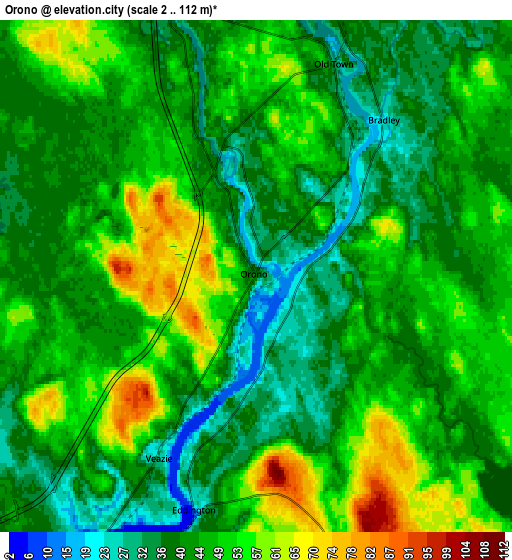 Zoom OUT 2x Orono, United States elevation map