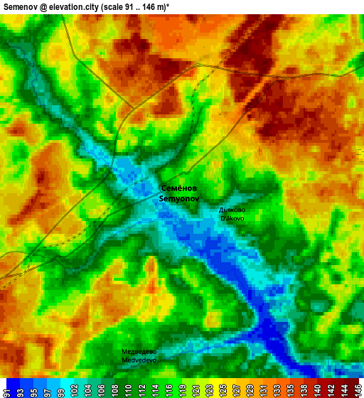 Zoom OUT 2x Semënov, Russia elevation map