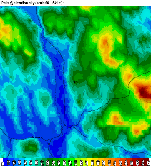 Zoom OUT 2x Paris, United States elevation map