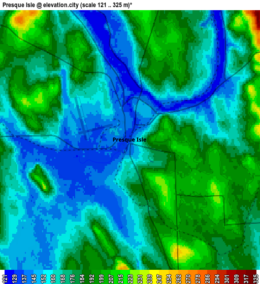 Zoom OUT 2x Presque Isle, United States elevation map