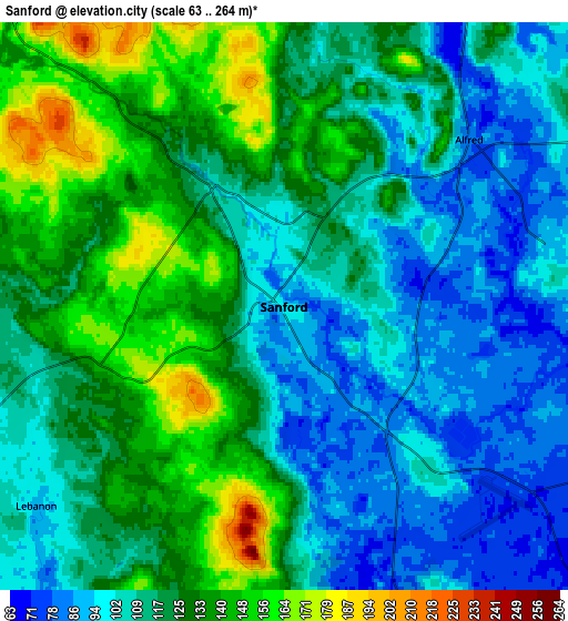 Zoom OUT 2x Sanford, United States elevation map