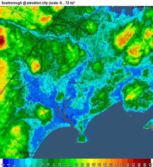 Zoom OUT 2x Scarborough, United States elevation map