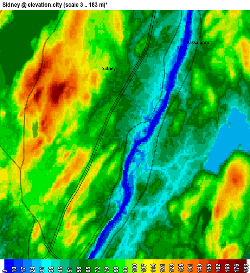 Zoom OUT 2x Sidney, United States elevation map