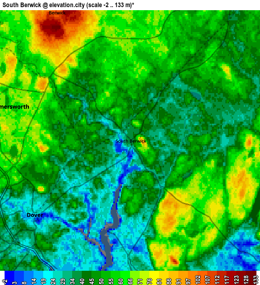 Zoom OUT 2x South Berwick, United States elevation map