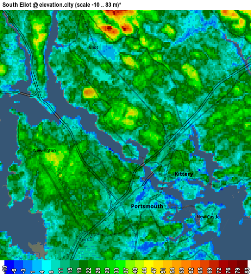 Zoom OUT 2x South Eliot, United States elevation map