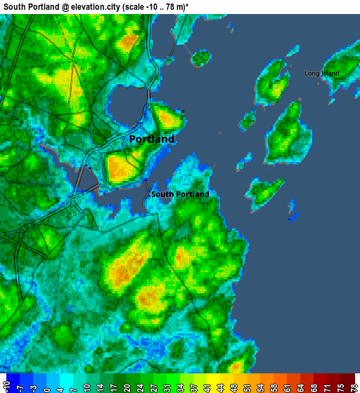 Zoom OUT 2x South Portland, United States elevation map