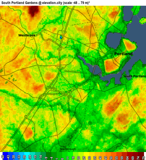 Zoom OUT 2x South Portland Gardens, United States elevation map