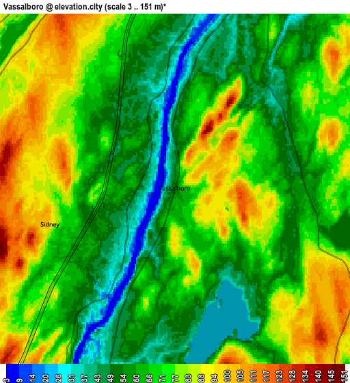 Zoom OUT 2x Vassalboro, United States elevation map