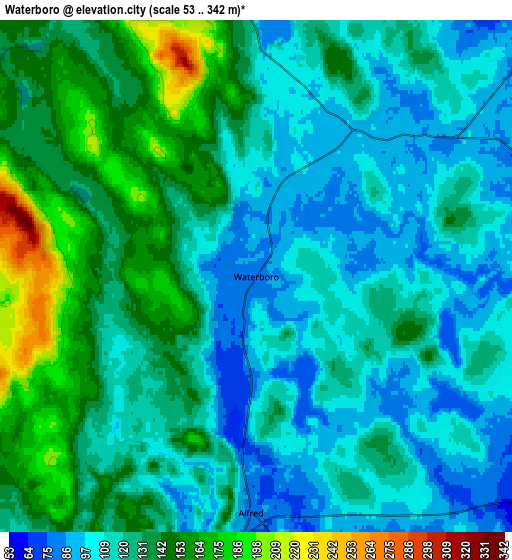 Zoom OUT 2x Waterboro, United States elevation map