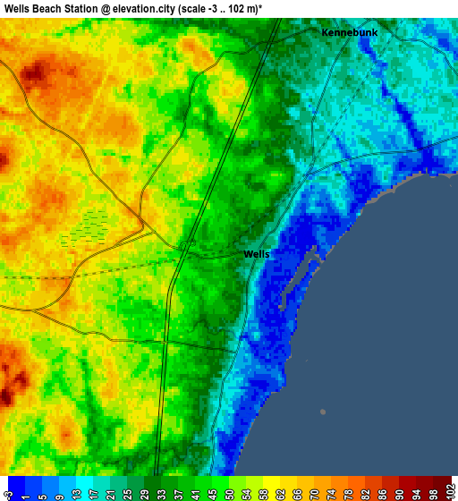 Zoom OUT 2x Wells Beach Station, United States elevation map