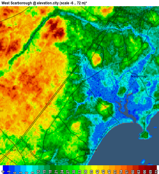 Zoom OUT 2x West Scarborough, United States elevation map