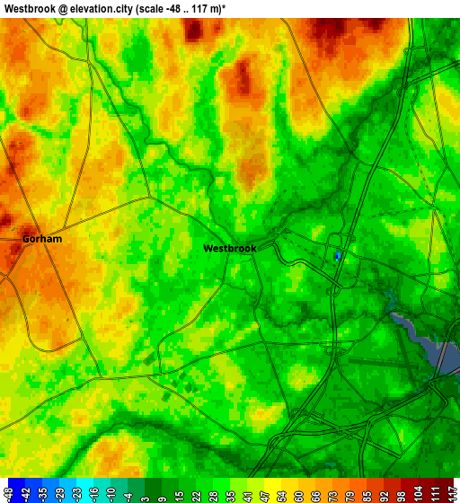 Zoom OUT 2x Westbrook, United States elevation map