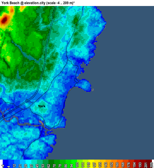 Zoom OUT 2x York Beach, United States elevation map