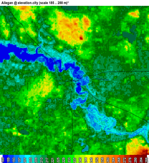 Zoom OUT 2x Allegan, United States elevation map