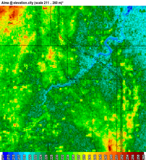 Zoom OUT 2x Alma, United States elevation map