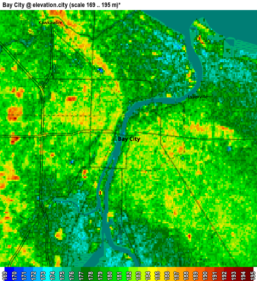 Zoom OUT 2x Bay City, United States elevation map