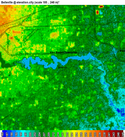 Zoom OUT 2x Belleville, United States elevation map