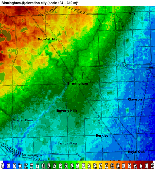 Zoom OUT 2x Birmingham, United States elevation map