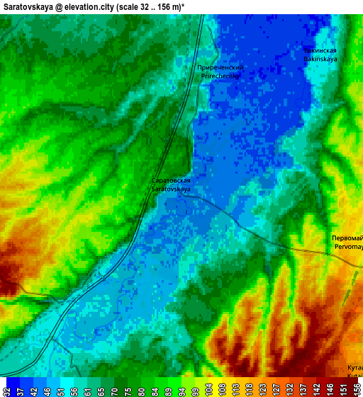 Zoom OUT 2x Saratovskaya, Russia elevation map