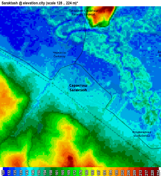 Zoom OUT 2x Saraktash, Russia elevation map