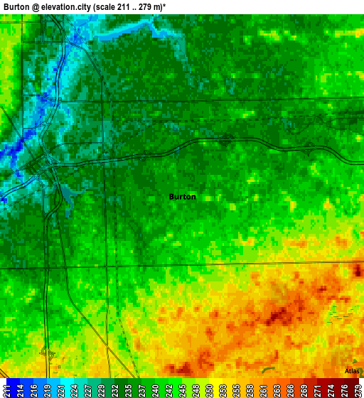 Zoom OUT 2x Burton, United States elevation map