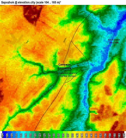 Zoom OUT 2x Sapozhok, Russia elevation map