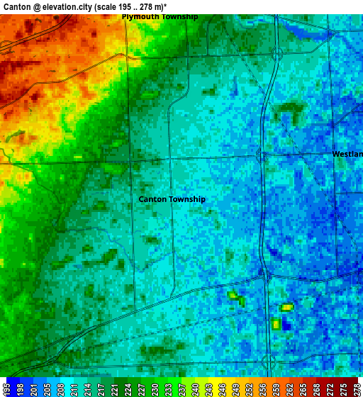 Zoom OUT 2x Canton, United States elevation map