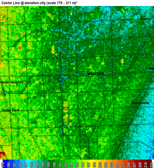 Zoom OUT 2x Center Line, United States elevation map