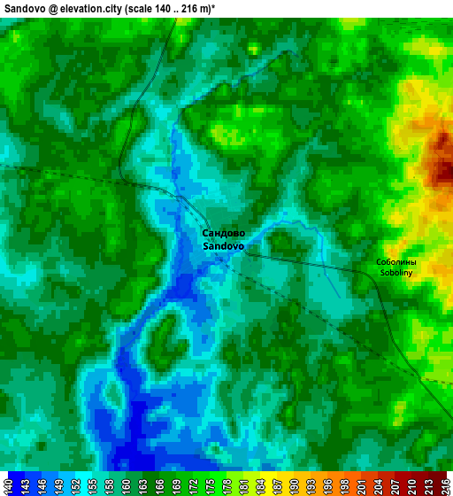 Zoom OUT 2x Sandovo, Russia elevation map