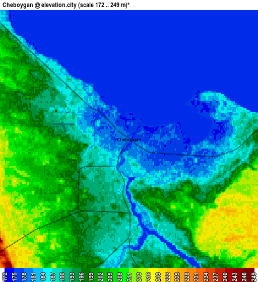 Zoom OUT 2x Cheboygan, United States elevation map