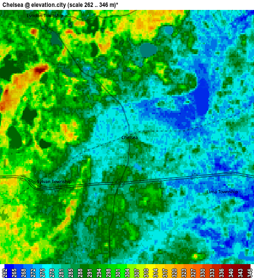 Zoom OUT 2x Chelsea, United States elevation map